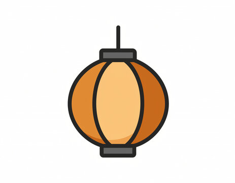 Lantern Vector Icon of Traditional Round Paper Lamp for Celebration