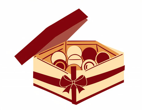 Chocolate Gift Box with Assorted Sweet Truffles Vector Icon