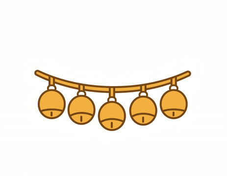 Bells Hanging on String Flat Vector Icon for Holiday Decoration