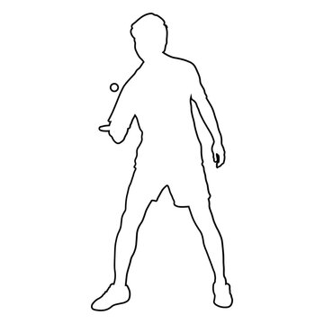 Line sketch of a table tennis player.
