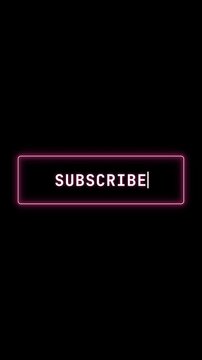 Neon pink subscribe button with typewriter text reveal animation on black background.