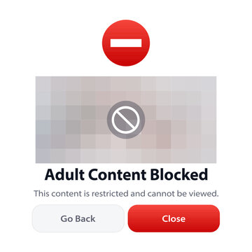 Adult content blocked interface. vector illustration