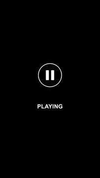 Minimalist video player interface animation with tap to play button and hand cursor clicking to pause.