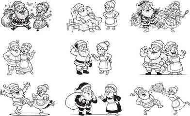 Obraz premium Funny Santa & Mrs Claus Christmas SVG