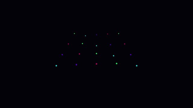 Abstract glowing neon dots grid motion animation 4k background, with pulsing colorful, lights