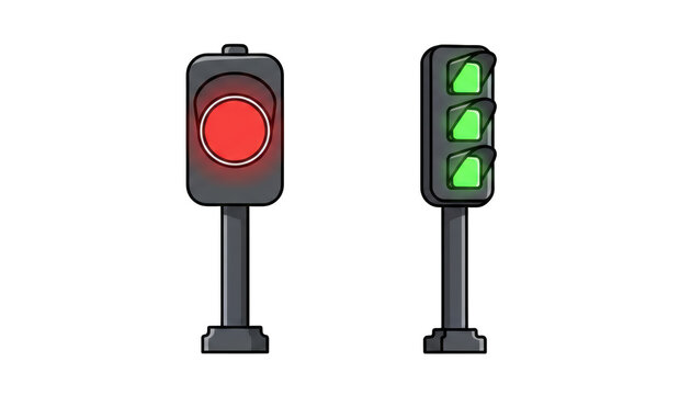 Red and Green Traffic Lights Cartoon