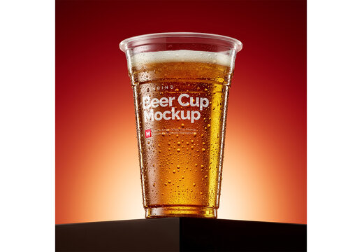 Plastic Beer Cup Mockup for Studio Presentation and Brand Showcase