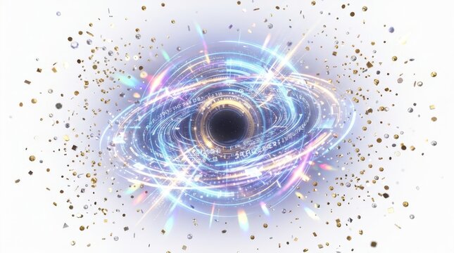 Abstract purple swirl vortex with floating particles