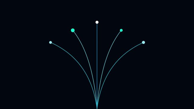 Minimalist abstract motion with glowing lines and floating particles on dark animation 4k background