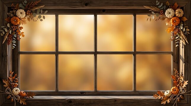 A warm and inviting thanksgiving window view a beautiful border for festive fall celebrations and memories