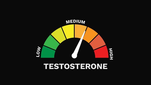 Testosterone Level Gauge Increasing and Decreasing Indicating Hormonal Activity Animation