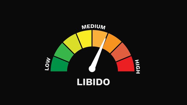 Libido Level Gauge Increasing and Decreasing Indicating Desire and Hormonal Response Animation