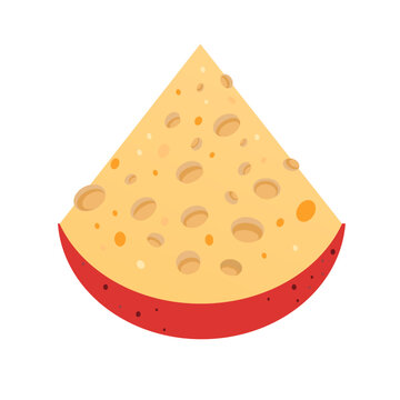 Gouda big piece of cheese wedge isolated on transparent background,slice of cheese