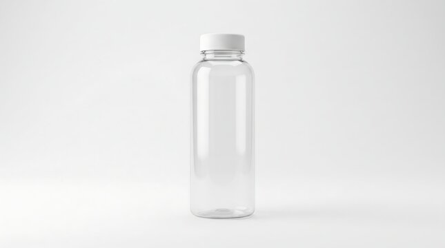 Elegant clear cosmetic bottle with pump on a clean white background