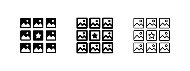 Fototapeta premium Photo Gallery and Favorite Image Grid Icons Set