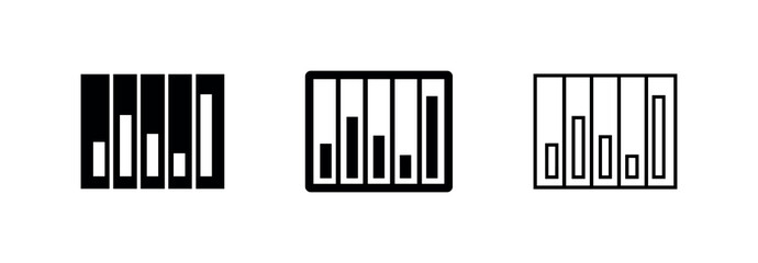 Obraz premium Business data analysis bar chart icon set for statistics and financial reports