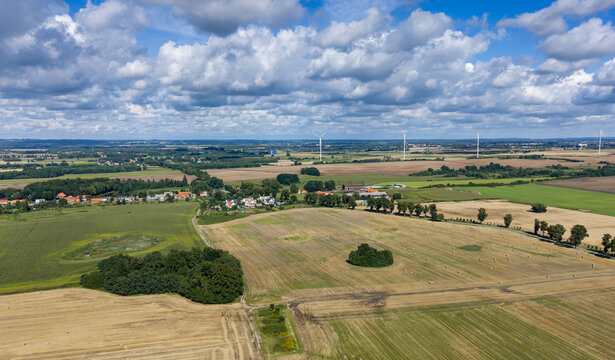 Fields and meadows of Warmia and Masuria, near the settlement of Nowe Kusy, Poland.