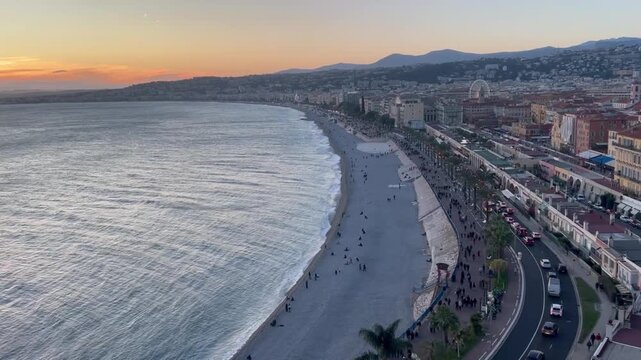 bay of French Riviera and old town of Nice in Southern France	