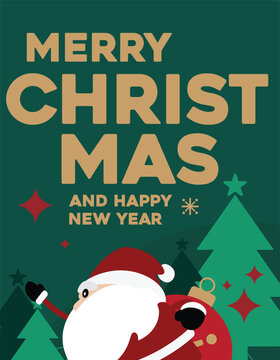 Merry Christmas and Happy New Year Santa Greeting Vector