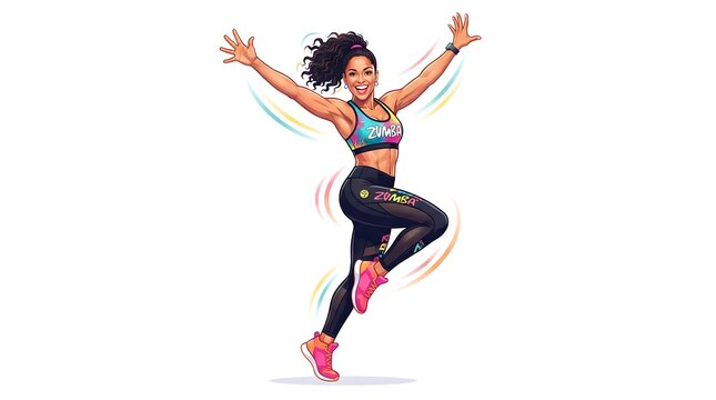 Active woman dancing zumba fitness workout vector illustration
