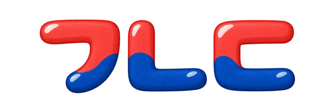 Korean Hangul Consonants Giyeok Nieun Digeut in Red and Blue Illustration