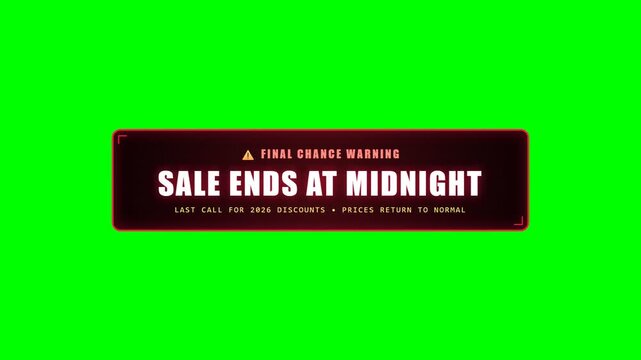 Final Hours Sale Ends At Midnight Urgency Banner on Green Screen