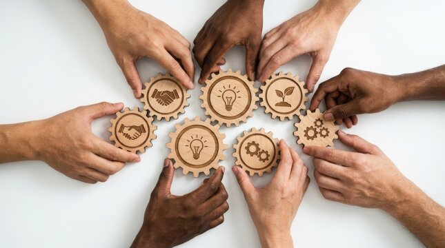 Teamwork Collaboration Gears Hands