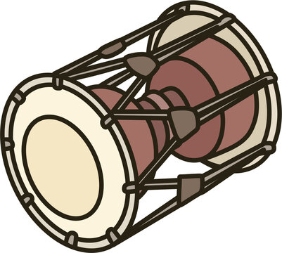 Korean traditional hourglass drum Janggu vector illustration, folk musical instrument icon