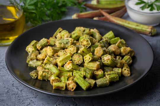 Homemade deep Fried Okra with herbs and spices.