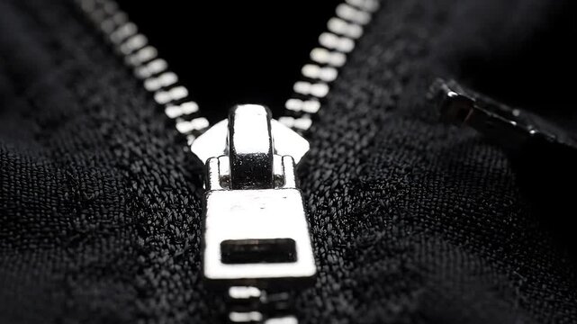 Zipper Closing Animation with Metal Pull Tabs, Showcasing a Smooth and Continuous Motion Sequence. and Fabric and Textile