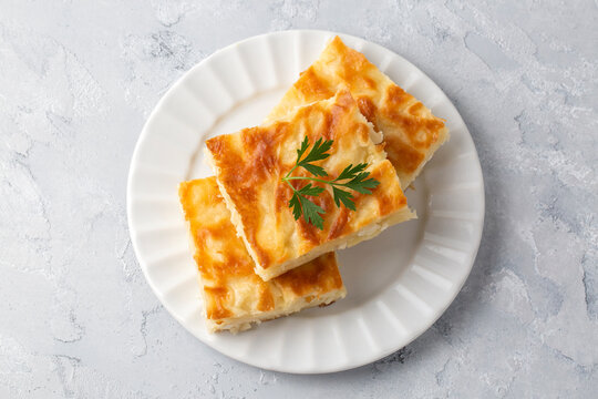 Delicious Turkish food; Tray pastry; (Turkish name; Su boregi)