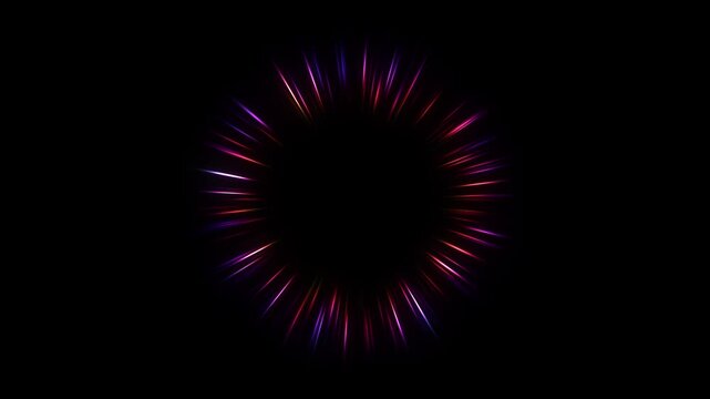カラフルな虹色の光の輪のエフェクト動画