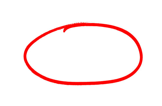 Hand-drawn red marker style oval circle shape