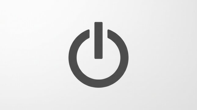 Minimalist power button symbol on light background for technology concepts