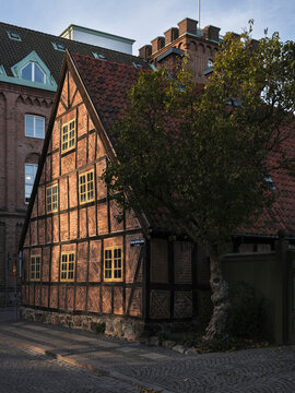 Traditional style buildings in urban scene