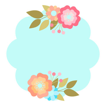 Floral blue oval decorative frame