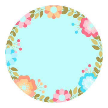 Floral blue ornamental label frame