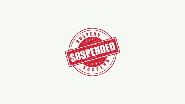 Red Suspended Rubber Stamp With Distressed Texture Isolated On A Clean Light Background Motion Graphic
