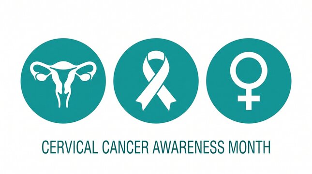 Cervical cancer awareness month symbol set