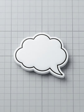 White speech bubble cutout on grid background for design projects