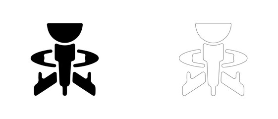 Space lander module on legs vector icon filled and outline, planetary landing probe and surface study symbol. © PicMag