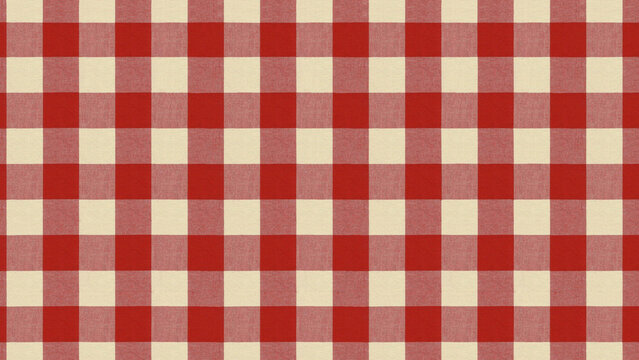 Classic red gingham checkered pattern featuring seamless vintage textile design.