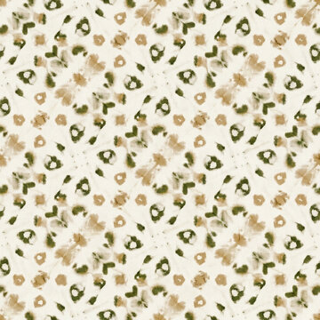 Crumpled Marble Texture Seamless Pattern in Olive and Camel Shibori Resist Dye Textile Background