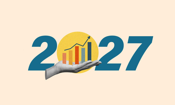 new year 2027 business goals concept. New year business plan, Planning and business strategy background.