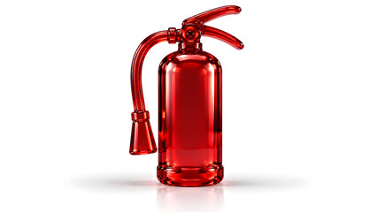 Obraz premium A glossy red glass fire extinguisher isolated on white background