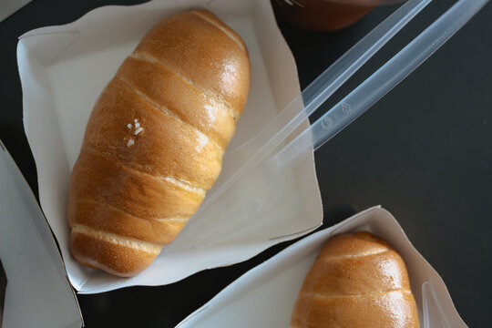 Shio Pan or Japanese sea salt butter bread rolls in box, delicious for drink or alone