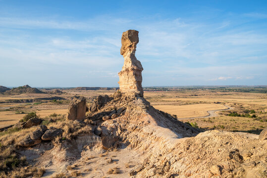 Dramatic limestone rock formation (Tozal de la Cobeta), Los Monegros desert, Saragossa province, Aragon, Spain