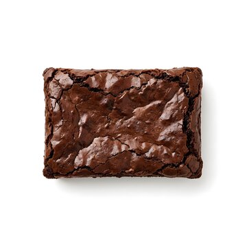 Rich Homemade Fudgy Chocolate Brownie with Deep Cracked Top and Glossy Sheen on Clean White