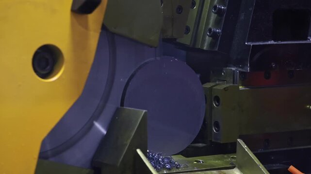 Industrial Metal Saw Cutting Round Steel Bar in Factory
