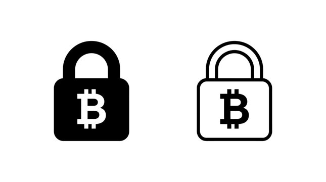 Bitcoin Security Padlock Icon Set Vector Design Symbol for Cryptocurrency Wallet Protection and Storage